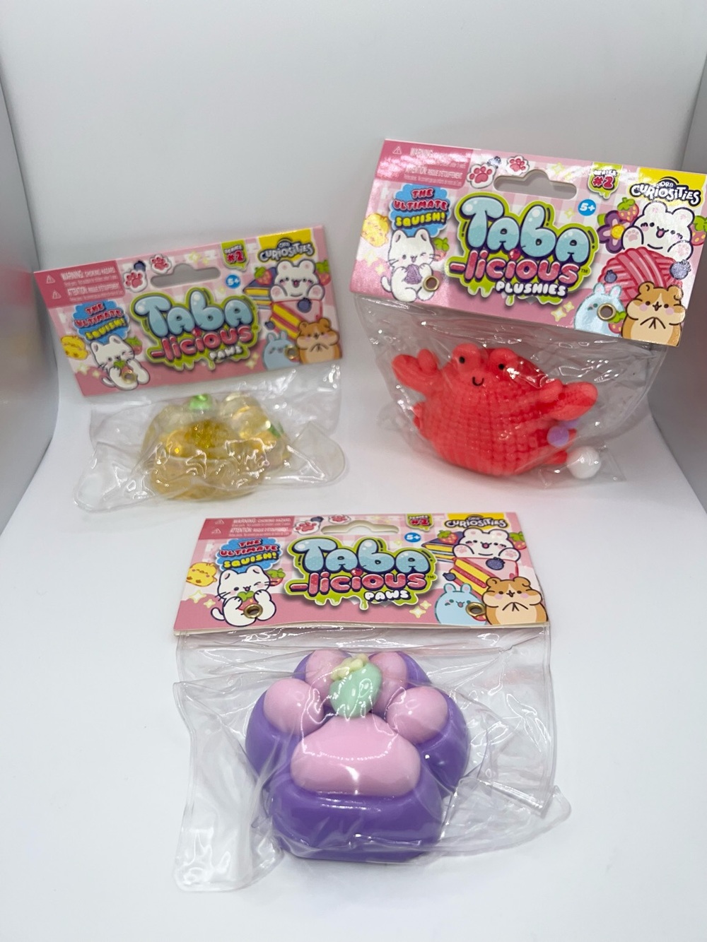 Tabalicious viral squishy bundle of 3 new squeeze toy 2 cat paw and crab squishy